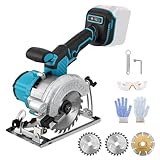 Akku-Kreissäge kompatibel mit Makita 18V Akku, Bürstenlose Mini Handkreissäge mit 2 Sägeblättern (125mm), 45 mm Schnitttiefe, 0–45° Einstellbarer Winkel für Holz und Fliesen (Ohne Batterie)