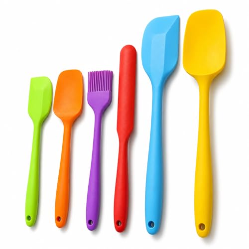 LeviLevo 6-Piece Premium Silicone Spatula Set - Heat Resistant, Dishwasher Safe Turner, Nonstick Silicone Spatulas for Kitchen Use, Cooking