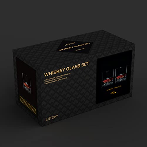 Image of LIITON Denali Mountain Whiskey Glasses, Set of 2, 10oz, Bourbon Glass