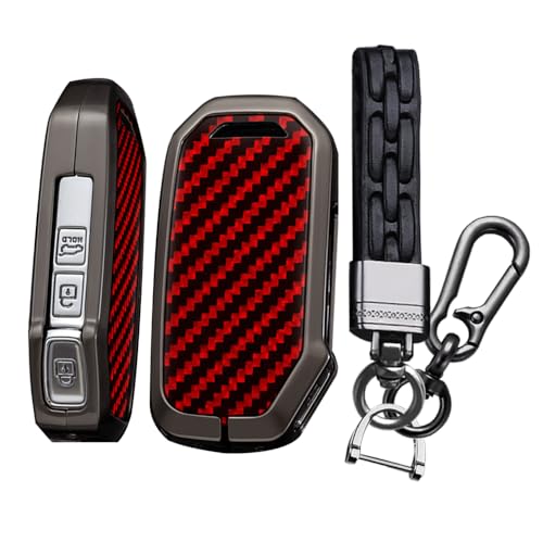 Coque de clé Kia motif carbone rouge élégant pour Sorento Niro Ceed