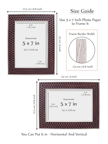 Image of GOLDEN PEACOCK Antique Woody Brown 5x7 Inch Photo Frame | Set of 1 Elegant Wall & Tabletop Picture Frame for Home Decor and Gifting