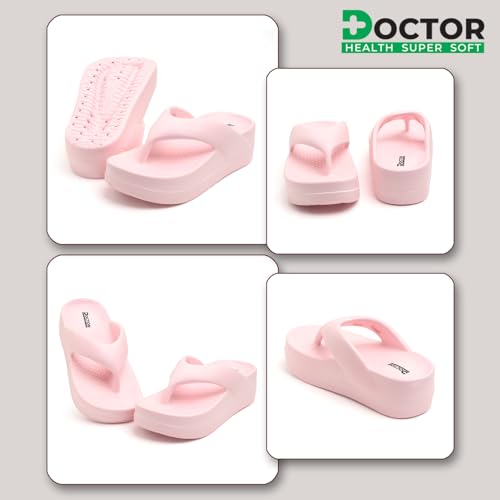 Image of DOCTOR HEALTH SUPER SOFT Women's Hot Pink Flip-Flops Slippers | Flip-Flops | Women's & Girl's Slippers | Comfortable & Lightweight | Soft Foot Massager | All Day Wear Flip-Flops Slipper