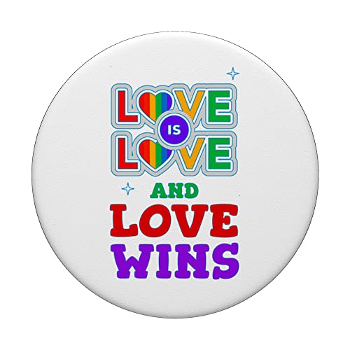 Love Wins Lesbian Gay Pansexual Transgender Queer LGBTQ Ally PopSockets Swappable PopGrip, Black - Image 3