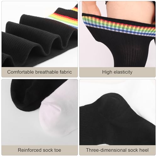 Image of DRESHOW Plus Size Thigh High Socks Striped Over Knee Long Boot Stockings Knee High Tube Socks Leg Warmers for Women