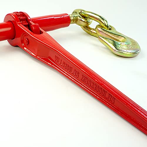 Image of 3 /8-1 /2 inch Ratchet Load Binder G70 9200Lbs for Flatbed Trailer, 4Pk | Drop forged carbon steel,9200lbs load, grab /slip hooks,zinc-dichromate rust-proof,secures cargo on flatbed /truck /trailer,4pk