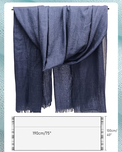 Gauze Summer Scarf Women Men Lightweight Soft Large Long 75x40 Beach Headscarf Shawls Wrap Fringed for Travel Party4