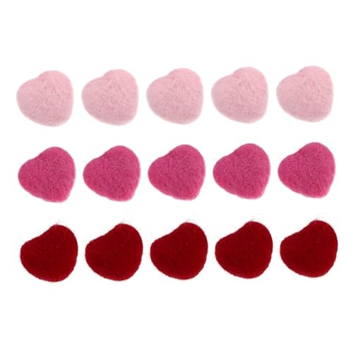 LALAFINA 2sets DIY Felt Heart Shape Charm Heart Decorations Hairpin Accessories 15pcs*2