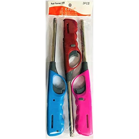 E FAST CE4 - 3 x Large bbq Lighters Refillable Safety Gas Candle BBQ Fire Lighter Cover