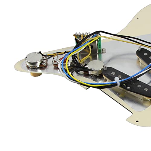 FLEOR pré-câblé Stratocaster Pickguards Alnico 5 micros SSS 11 trous Strat guitare chargé Pickguard, 3 plis crème - Les Beatles, Paul McCartney, John Lennon, RIngo Starr, George Harrison FLEOR pré-câblé Stratocaster Pickguards Alnico 5 micros SSS 11 trous Strat guitare chargé Pickguard, 3 plis crème – Image 4