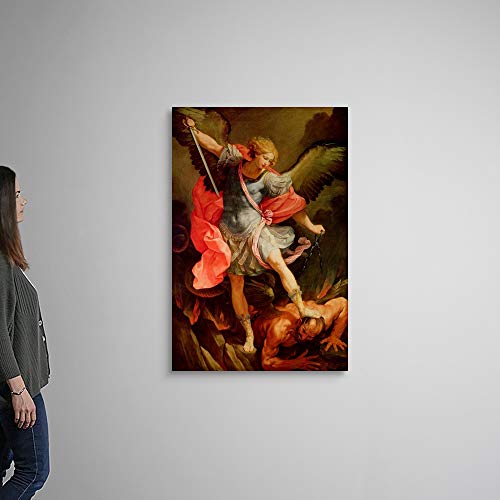 The Archangel Michael Defeating Satan Canvas Wall Art Print, Artwork #TOP1