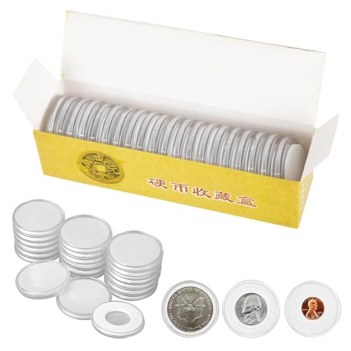 Coin Collection Holders, 20PCS 46mm Clear Plastic Cases with Crescent Design