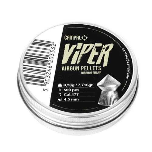 CAMPALO 4 5 mm Luftgewehrkugel - Spitzkopf Diabolos - Hervorragend geeignet für das Scheibenschießen - Optimales Gewicht für hohe Präzision - Scharfes Durchstoßdesign - Packung mit 500 Stück