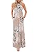 Jug&Po Women's Floral Print Sleeveless Long Maxi Casual Dress (Medium, Beige)