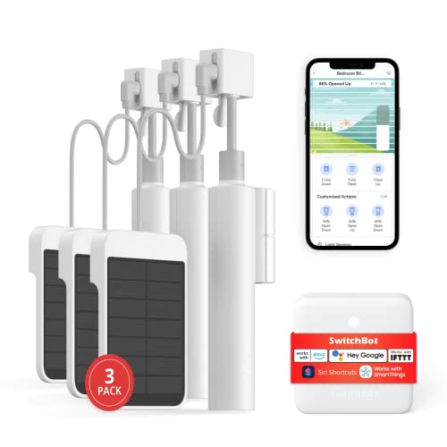 SwitchBot Smart Motorized Blinds Kit - 3-Pack with WiFi Remote Control, Solar Powered, Alexa, Google Home, and Siri Compatible