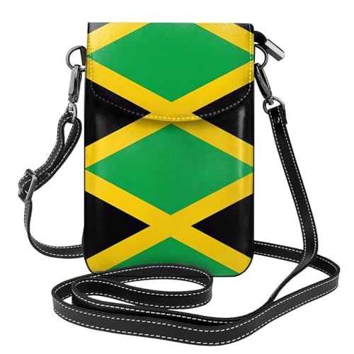 QAZWZML Cartera pequeña cruzada para teléfono con la bandera de Jamaica con tapa abatible, perfecta para ir de compras, viajes y uso diario.