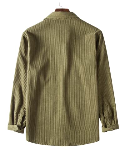 RINTONIX Mens Solid Long Sleeve Ribbed Button Down Corduroy Shirt Jacket Casual Spring Fall Pocket Shacket Jacket3