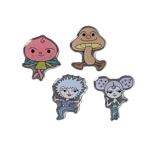 香美市 イメージキャラクター ピンバッジ ( 香北町 4種セット / かりかり モモコちゃん ・ あじさいひめ ・ 瀧のシブキちゃん ・ しいたけ たけちゃん ) 各1個 計4個 バッジ やなせたかし先生デザイン モチーフデザイン 雑貨