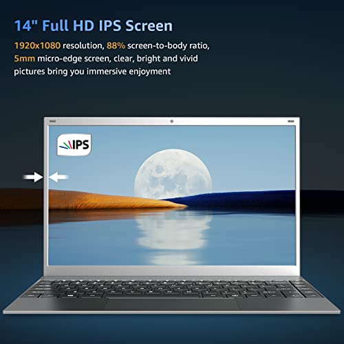 Tulasi 12Gb Ram 256Gb Ssd Intel Celeron N4120 Quad-Core Windows 11 Laptop Computers, 14 Inch Full Hd 1080P Ips Display Ultra Slim Laptop, 2.4G/5G Wifi, Bluetooth 4.2, Webcam, Long Battery Life #TOP2
