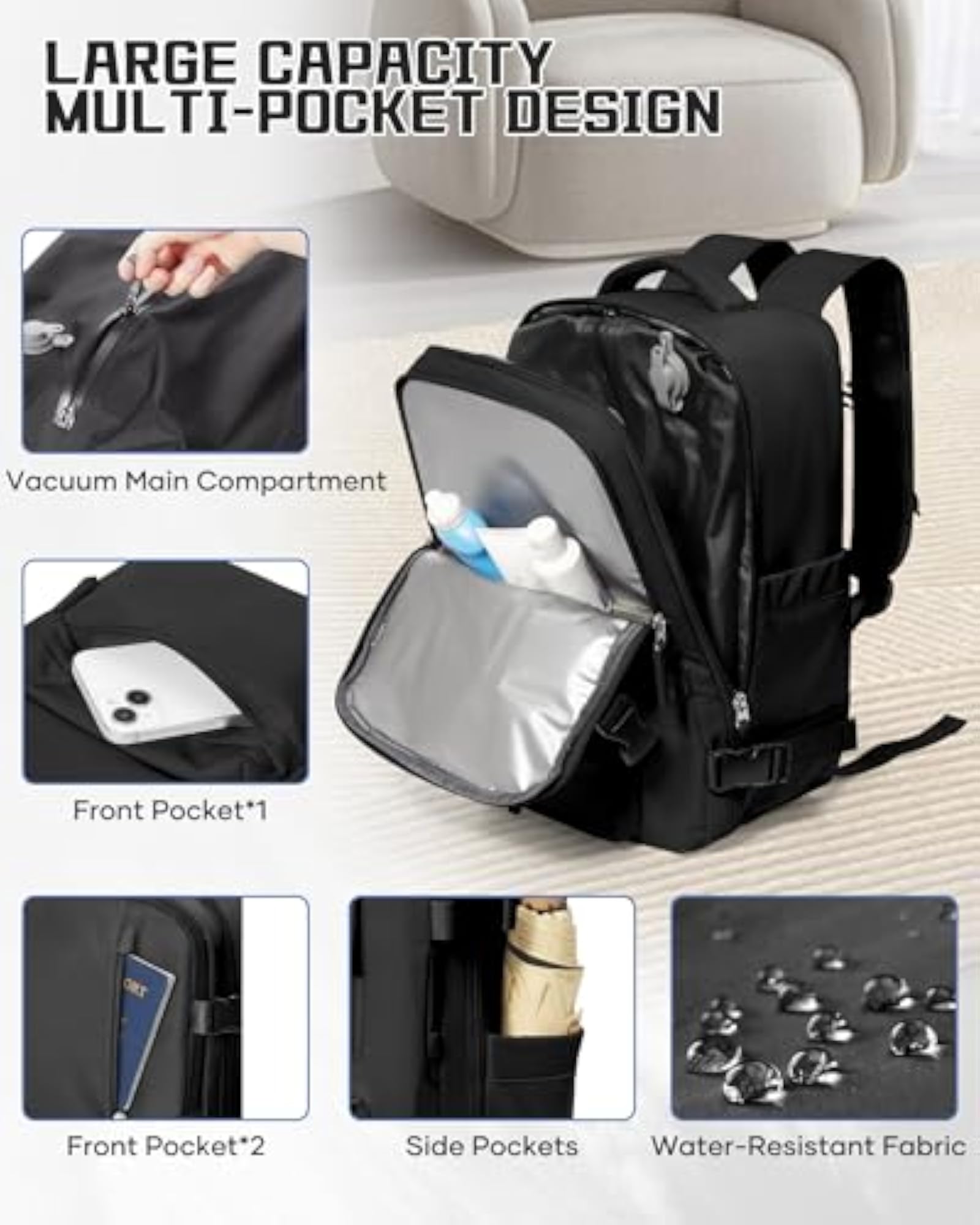 Vacuum Backpack Travel Bag with Pump