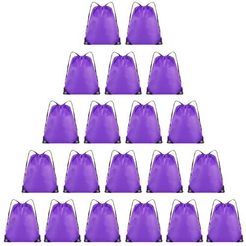 Grneric Drawstring Backpack Bulk 20 Pcs,Polyester Drawstring Bags,Purple