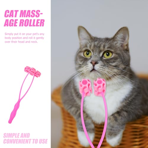 Image of GLEAVI Cat Massage Roller Cat Face Massager Roller for Face Neck Legs Belly Pet Grooming Tool for Puppy Dog Kitty 9.64 X 1.77 X 1.18 in