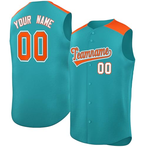 Camisa de beisebol sem mangas personalizada com botão costurada com número de nome personalizado par