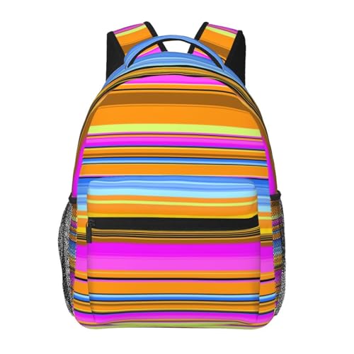 Serape Rainbow Stripes Mexican Pattern 15 Inch Backpack for Men Women Adjustable Laptop Backpacks Shoulder Bag for Travel Hiking Outdoor