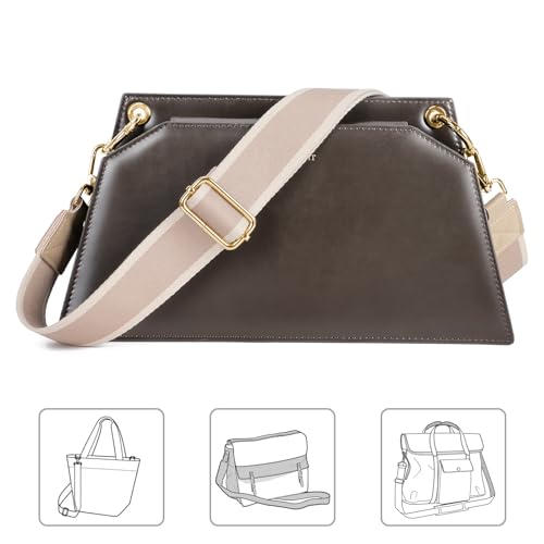 Image of Purse Strap Wide Replacement Crossbody Bag Straps, 1.5 inch Canvas Handbag Shoulder Strap, Adjustable Tote Belt (1.5 inch - Beige - Gold buckle)