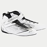 Alpinestars Driving Shoe, Tech-1 Z V3, Mid-Top, FIA Approved, Leather Outer, Aramid Inner, White/Black, Side 9, Pair