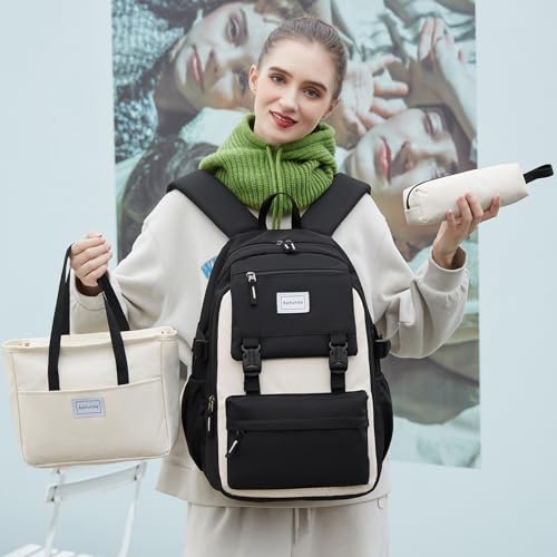 Aamytike Schulrucksack Mädchen Teenager Schule Rucksack Damen Schulranzen Maedchen Wasserdicht Kinder Schultasche Casual Daypacks School Bag for Girls Backpack mit Lunchpaket Set