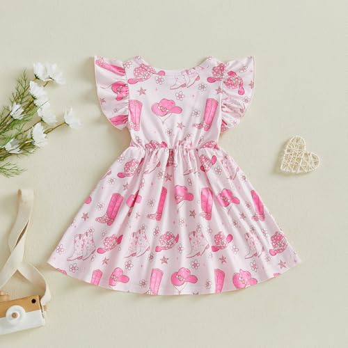 Western Baby Girl Clothes Cute Boots Hat Print Country Baby Dress Summer Clothes for Infant and Toddler4