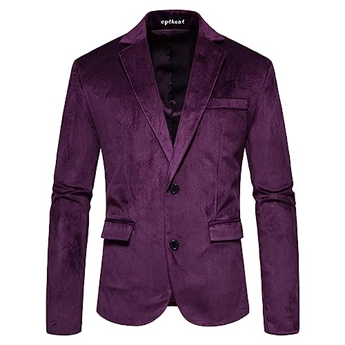 Mens Slim Fit Velvet Business Blazer Jacket Two Button Casual Wedding Jacket Sport Coat