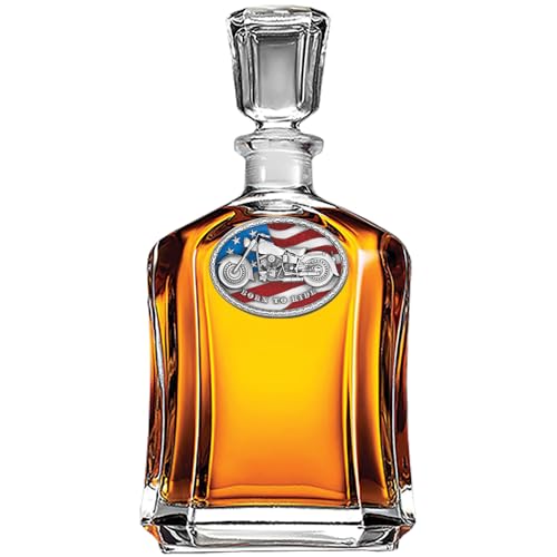 Image of Heritage Pewter Motorcycle Capitol Decanter | 24 OZ Liquor Pourer & Aerator | Expertly Crafted Pewter Glass