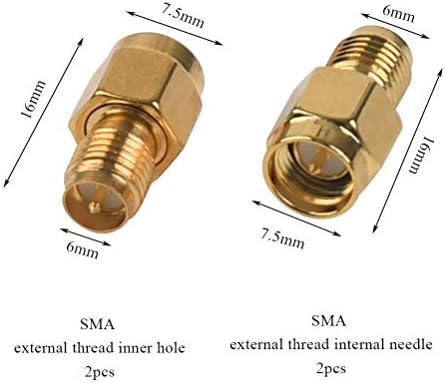 4 Pcs SMA Male Plug to RP-SMA Female RF Straight Connector, Gold Plated Adapter for Antennas, Wireless LAN Equipment, Extension Cables, FPV Drones