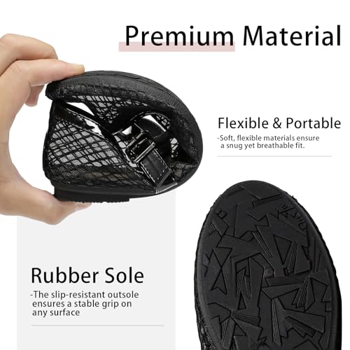 Women's Mesh Ballet Flats Round Toe Fishnet Ballerina Flats Buckle Strap Mary Jane Ballet Flats for Parties or Casual Dress Shoes3