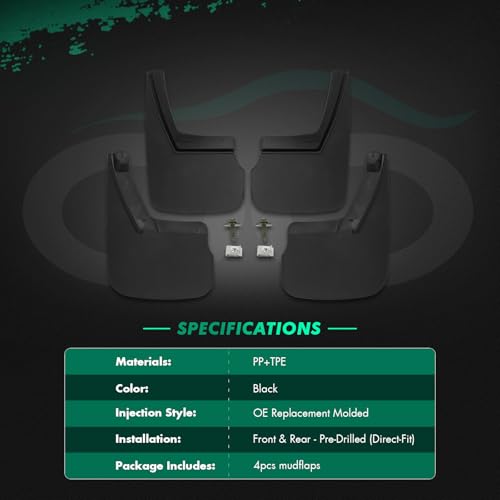 Image of SCITOO 4PCS Mud Flaps Front & Fear Splash Guard set suitable for Chevrolet Tahoe 2015-2020 125080-125092