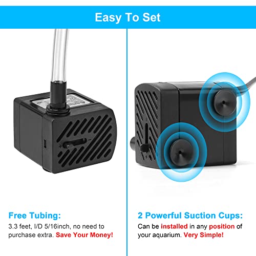 Datoo 50Gph 3W Small Submersible Water Pump Mini Fountain Pump Ultra Quiet For Aquarium Fish Tank Pond Statuary Hydroponics #TOP5