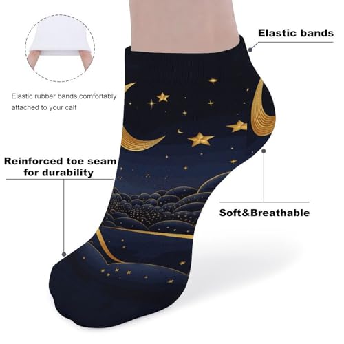 Stars And Moon Socks No Show Socks Low Cut Anti-Slid Athletic Casual Invisible Liner Socks Unisex3