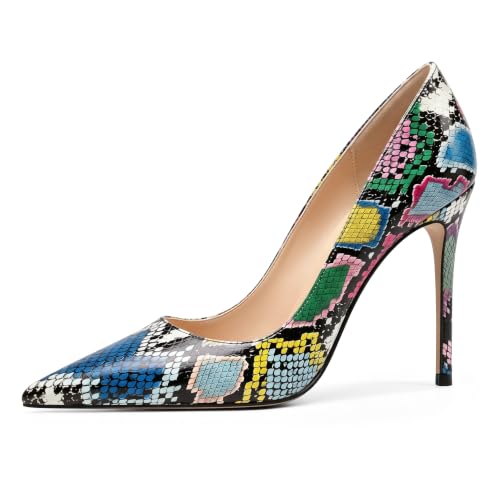 Image of Eldof Women's Classic Dress Pumps Shoes, Sexy Pointed Toe 4 inch Stiletto High Heels, Office Formal Slip On Size 5-13