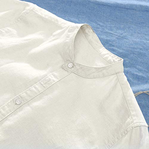 Hiriri Casual Shirts For Men Short Sleeve Blouse Cotton Linen Shirts Men Summer Beach Casual Short Sleeve Button Down Shirts Beige #TOP1