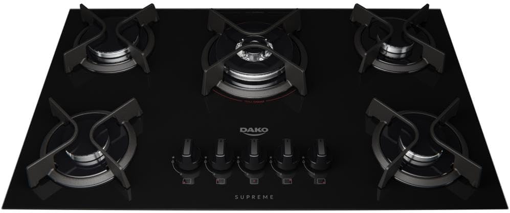 Cooktop Dako Supreme 5 bocas mesa de vidro preto embutido