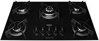 Cooktop 5 Bocas a Gás Dako Supreme com Queimador Tripla Chama e Mesa de Vidro Temperado Preto Bivolt