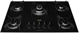 Cooktop 5 Bocas a Gás Dako Supreme com Queimador Tripla Chama e Mesa de Vidro Temperado Preto Bivolt