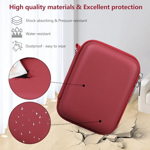 Image of Camera Case for Canon PowerShot ELPH 360 HS A, IXY 650 /ELPH 360 Camera Protective Case Storage Holder Travel Bag with Wrist Strap, Mesh Pocket for Battery Pack, USB Cable, Red
