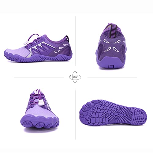 Unisex Barefoot Shoes, Men Beach Shoes for Women Upstream Shoes Comfortable Hiking Sport Shoe Quick Dry River Sea Water Sneaker (Color : Purple, Size : 7.5)2