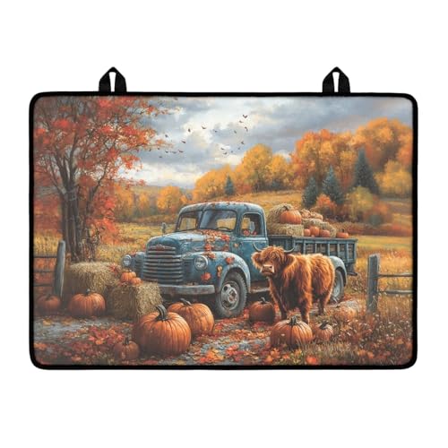 Image of Cattle Pumpkin Cat Stove Top Covers for Electric Stove, Heart Resistant Dish Drying Mat for Kitchen, Non-Slip Dust-proof Mat for Glass Stove Top, Thanksgiving Decorations