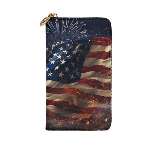 Porte-cartes de crédit en cuir long format avec fermeture zippée sécurisée