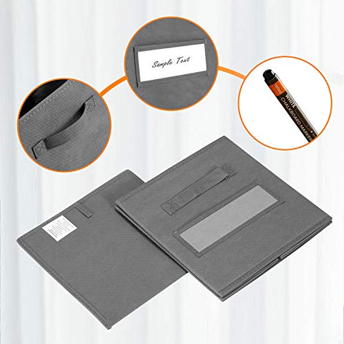 Artsdi Set Of 10 Storage Cubes, Foldable Fabric Cube Storage Bins With 10 Labels Window Cards & A Pen, Collapsible Cloth Baskets Containers For Shelves, Closet Organizers Box For Home & Office,Gray #TOP1
