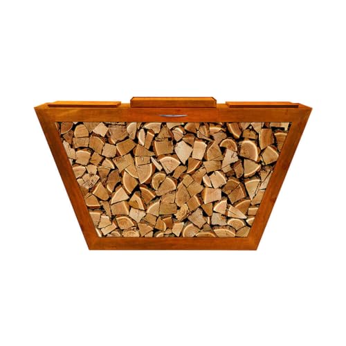 Home Deluxe - Bandeja de Madera oxidada - Paulo - 160x40x60 cm, Resistente a la Intemperie, Elegante Aspecto Oxidado I brasero de Madera
