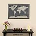 Push Pin Travel Maps Earth Toned World with Barnwood Gray Frame and Pins - 27.5 inches x 39.5 inches